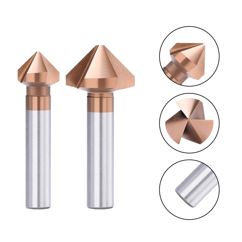 Xcan chanfro cortador 4.5-50mm 3 flauta 90 graus ticn revestido hss broca cortador de madeira buraco de metal countersink broca de perfuração