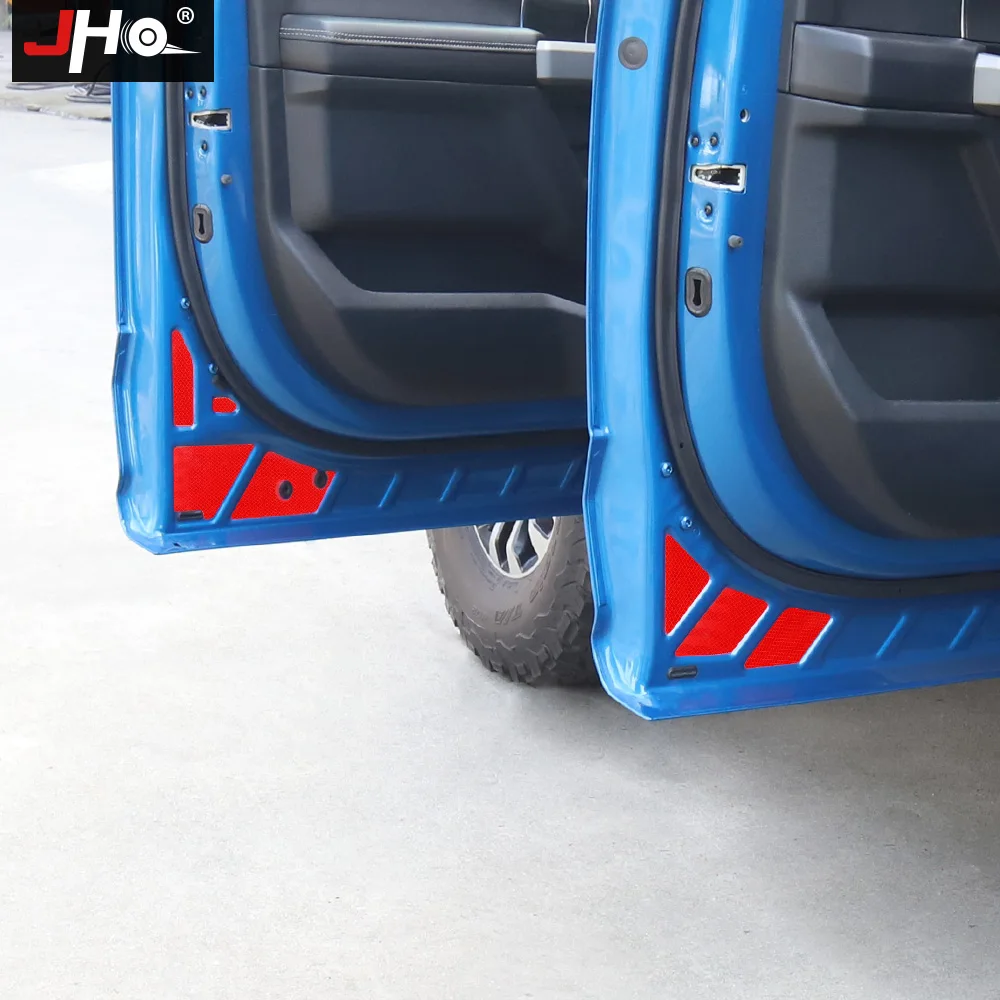 JHO-pegatina reflectante de advertencia de apertura de puerta de coche, accesorio rojo para Ford F150 2016-2020, 4 puertas Crew cabina 2019 2018 2017 Raptor XLT
