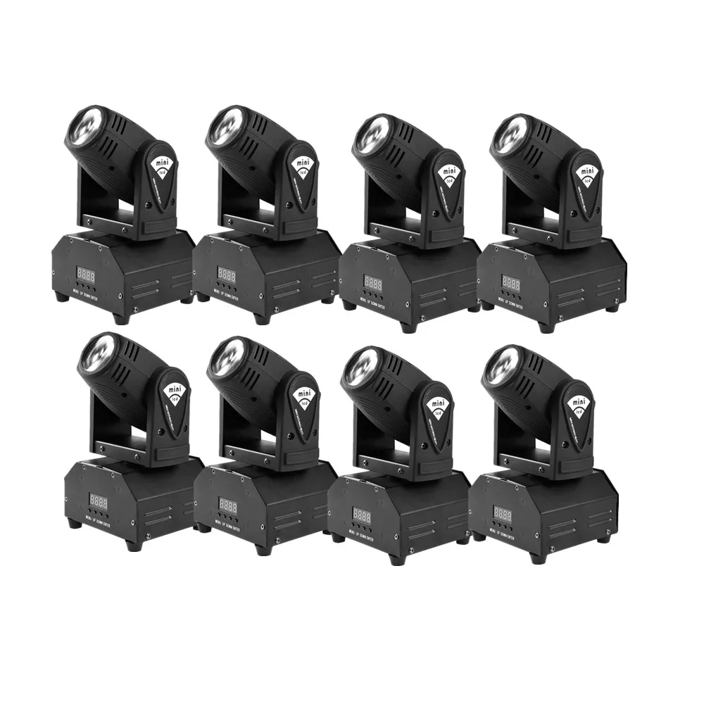 8pcs LED 10W Spot Beam Moving Head Light DMX512 Stage Light Stroboscope For Home Entertainment Professional Stage Spot Lighting