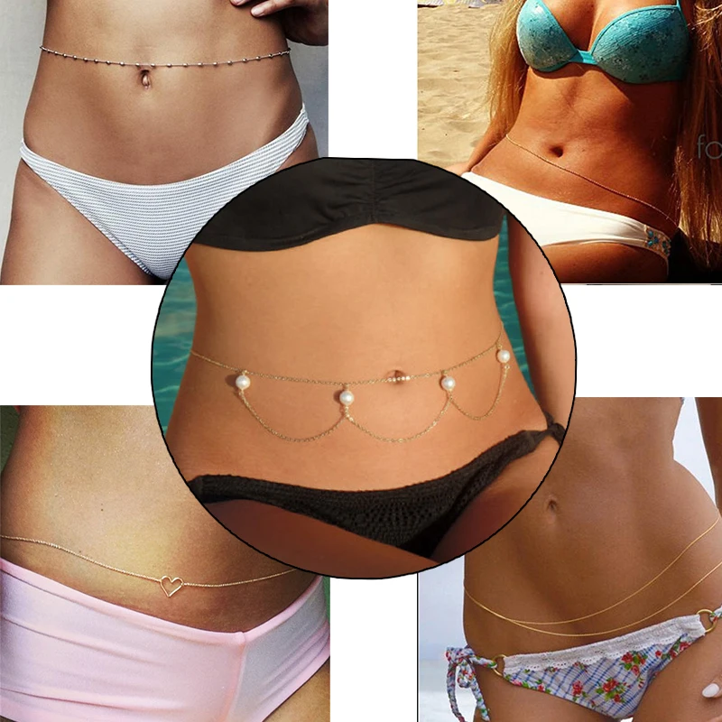 9 Styles Boho Summer Beach Body Jewelry for Women Accessory Gold Silver-Color Copper Beads Waist Belly Chains Necklaces