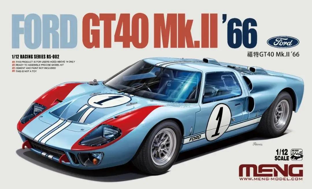 

MENG RS-001 1/12 Scale FORD GT40 MK,ll "66 RACING Series PRE-COLORED EDITION