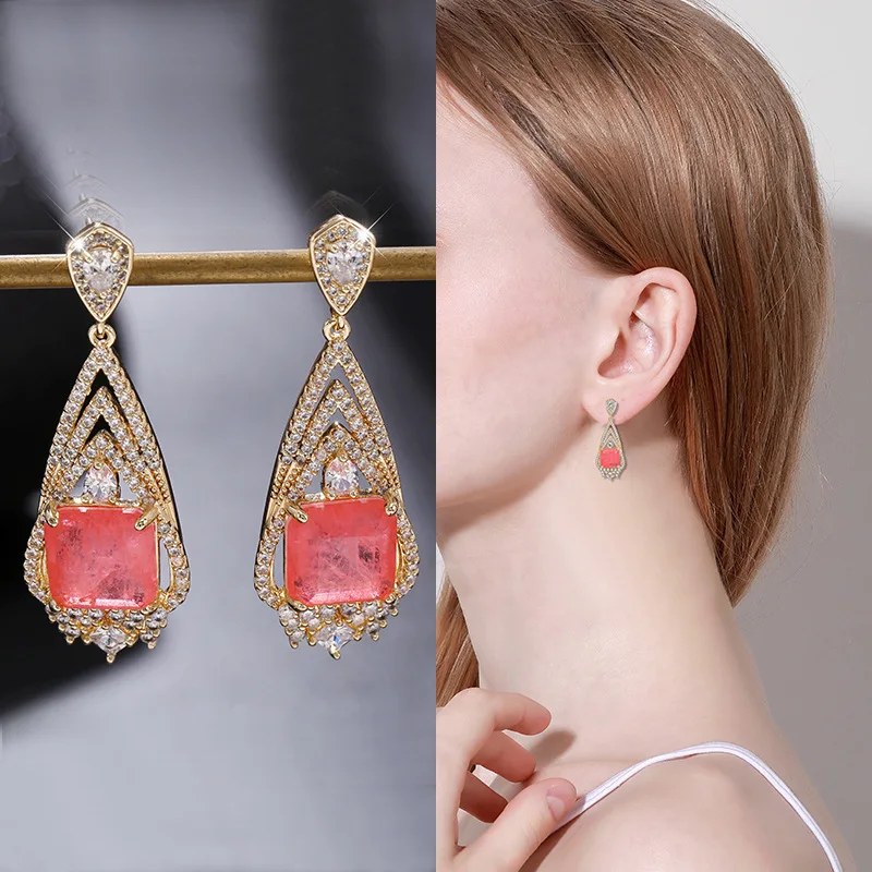 

EYER Stylish Cubic Zircon Dangle Big Shiny Crystal Earrings For Women Personality Fashion Jewelry Charming Gift For Friends