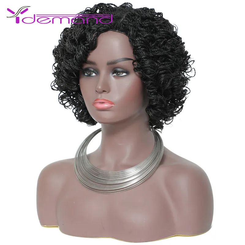 Y Demand Crochet Wigs Two Strands Of Hair Twist Curly Braided Synthetic Braiding Hair Wig BOBO Styles For Negro Women