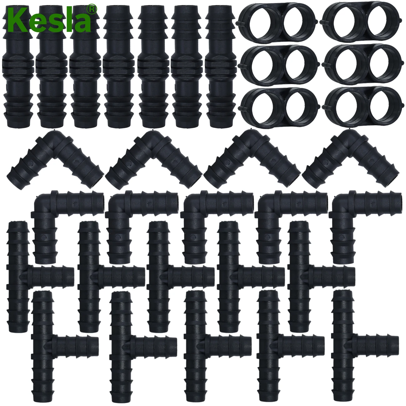 30-40X Drip Irrigation Barbed Fitting Connector Adaptor Coupling Line End Elbow KIT 16mm for 1/2