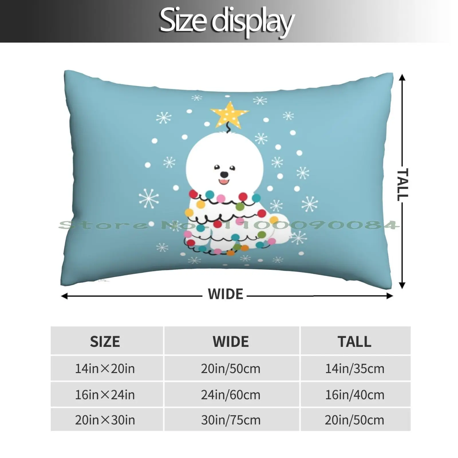 Bichon Frise Christmas Tree Pillow Case 20x30 50*75 Sofa Bedroom Bichon Frise Christmas Bichon Frise Funny Cute Bichon Frise