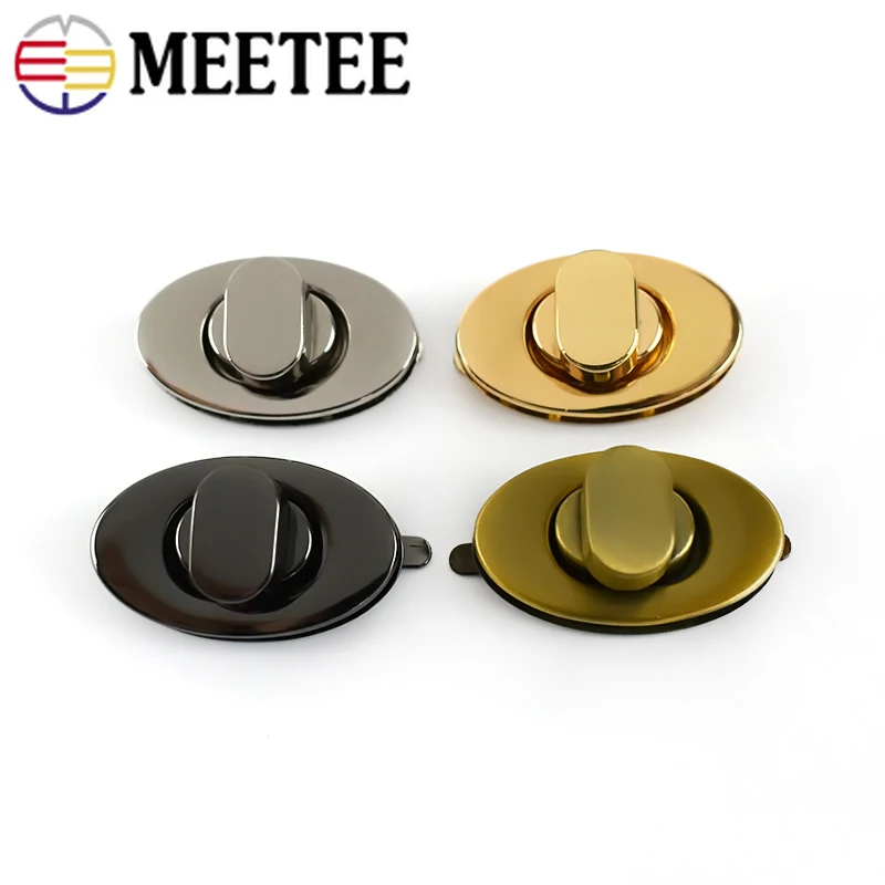 Meetee 2/4Pcs 38x22mm Metal Handbag Turn Twist Locks Buckles Bag Decorative Lock Snap Clasp DIY Bags Hardware Accessories