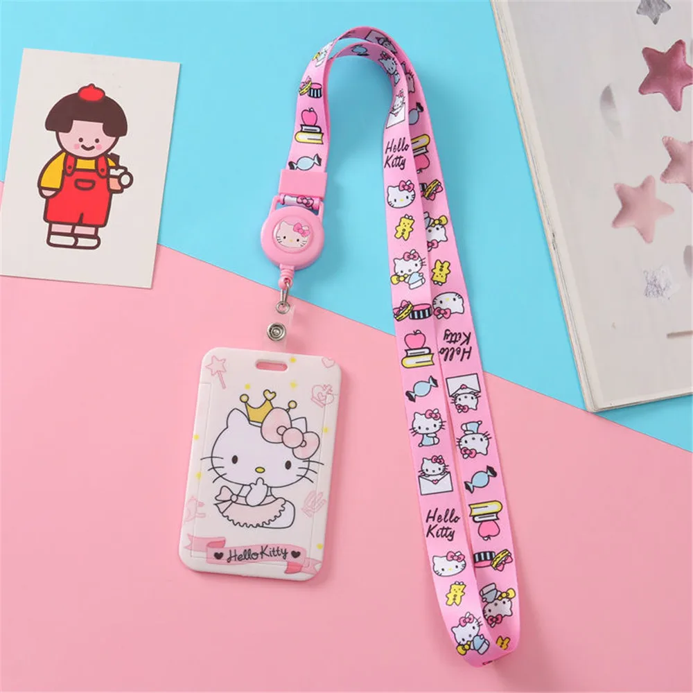 Hello Kitty  ID Credit Bank Card Holder Kawaii Animal Students Bus Card Case Cartoon Cat Halter Access Card Badge Cards Cover