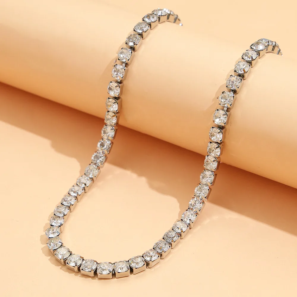 YWZIXLN Boho Charm Bling White Crystal Square Chain Fashion Choker Necklaces Bijoux For Women Elegant Choker Jewelry N0112
