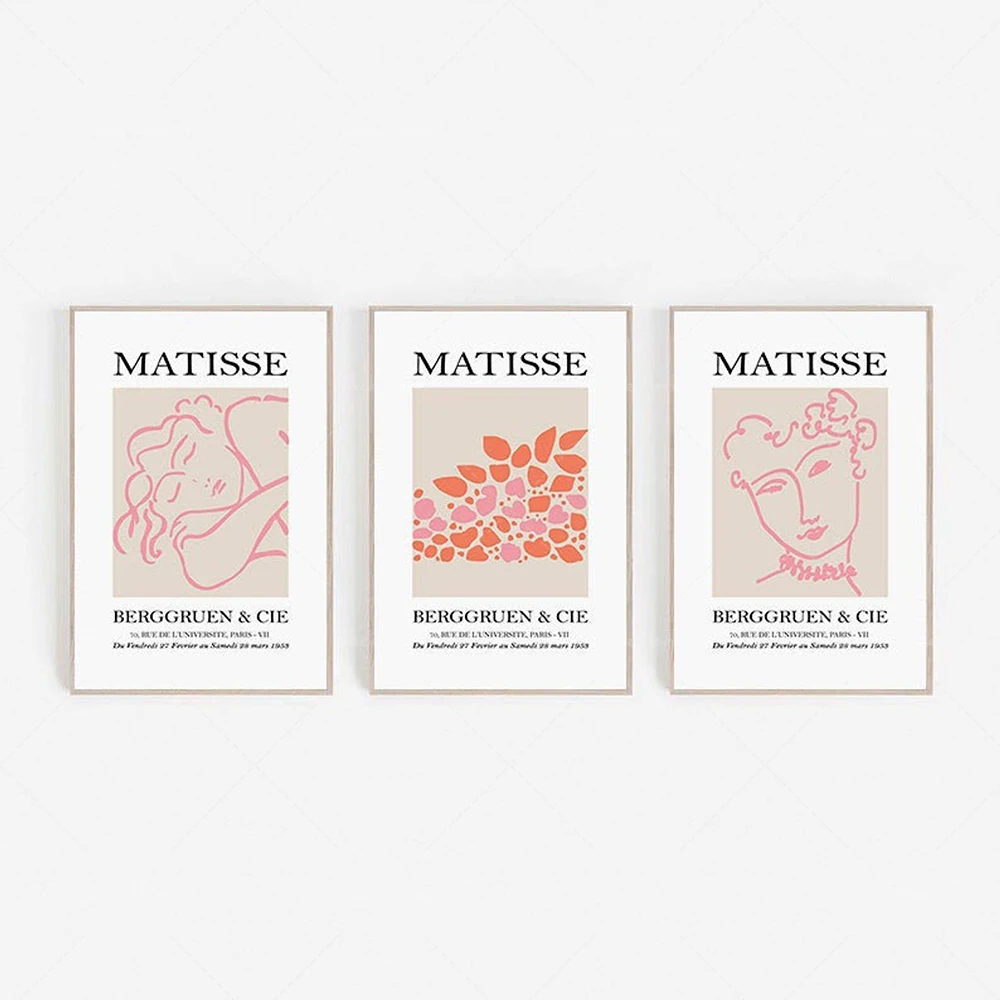 Henri Matisse Print, Matisse Print Abstract Printable Wall Art, Matisse Exhibition Poster, Pink Gallery Wall Set