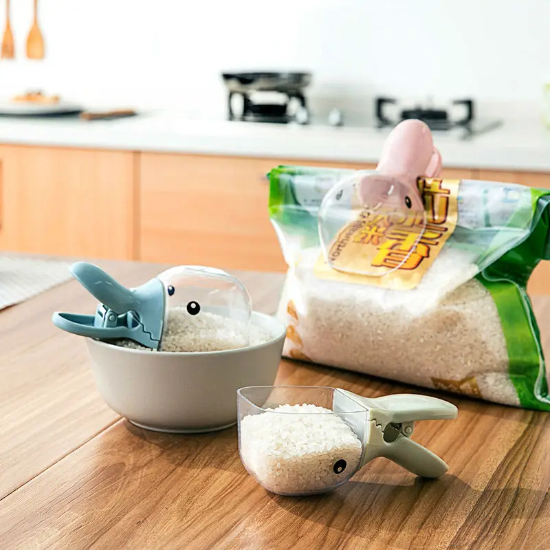 

Household 2 in 1 Creative Duck Shape Plastic Shovel Handled Spoon + Bag Clip Food Sealing Clip Kitchen Accessories