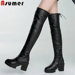 ASUMER 2022 hot sale over the knee thigh high boots women round toe high heels platform boots slim party prom shoes woman
