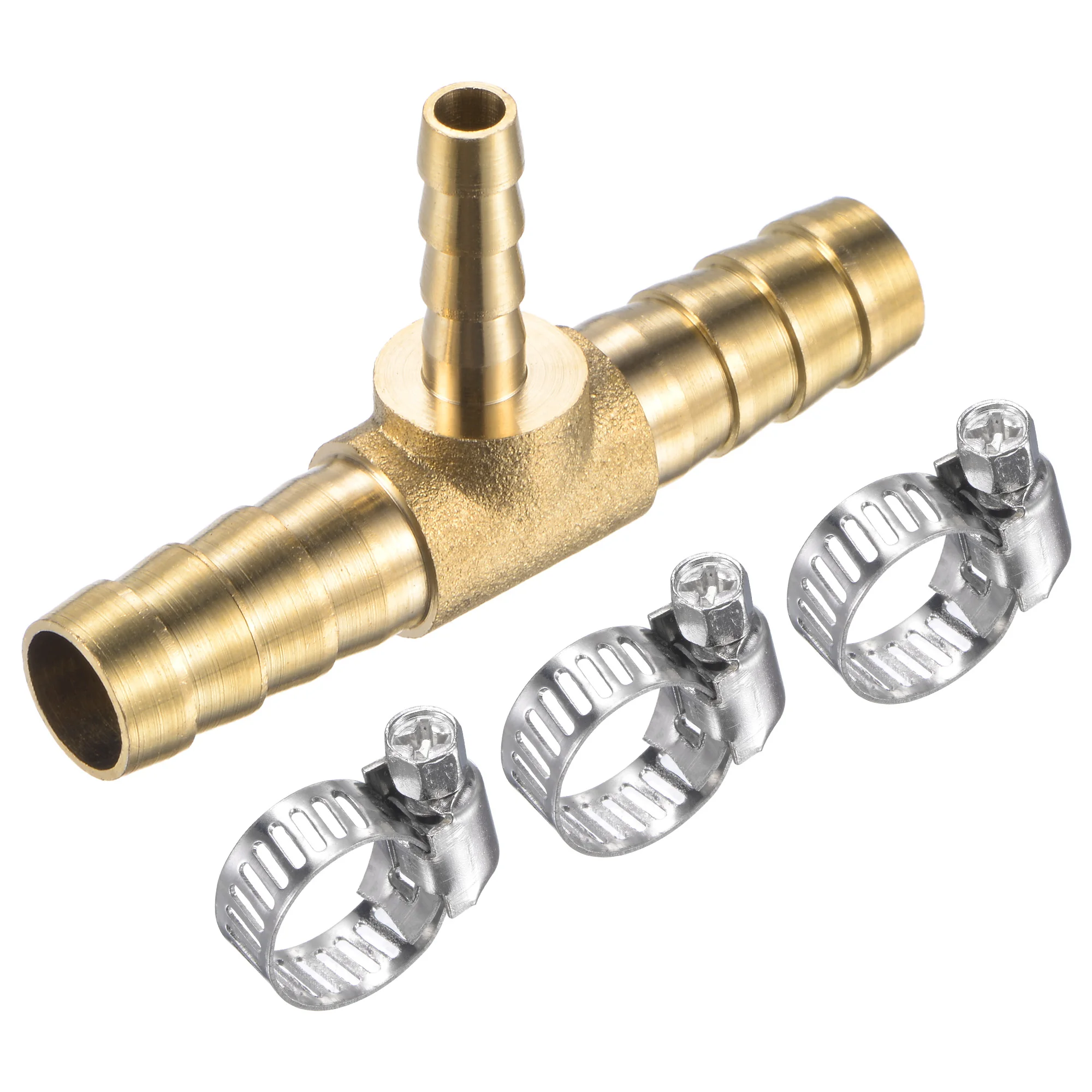 

uxcell Brass Hose Barb Fitting 5/16" x 5/16" x 3/16" OD Tee Pipe Connector with Stainless Steel Hose Clamps 2 Sets