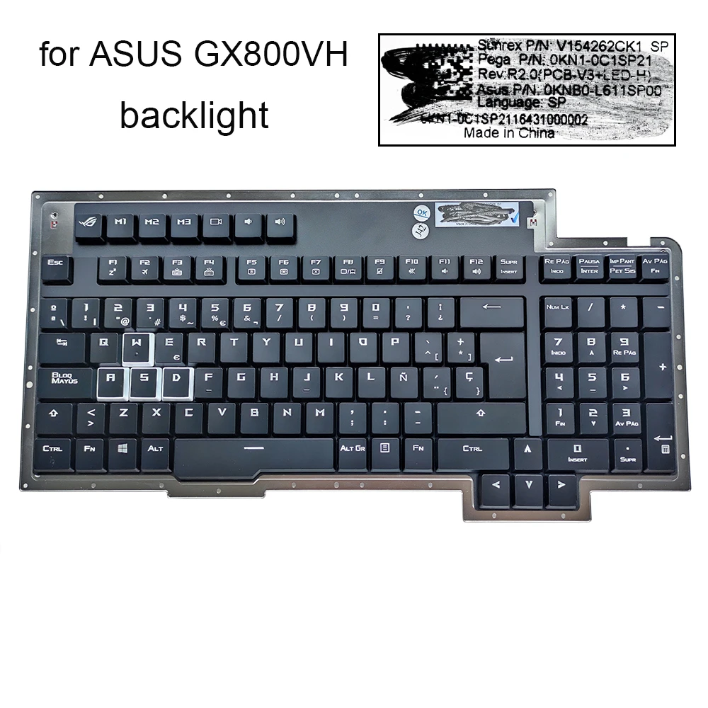 

Norway German Spanish Keyboard Backlight For ASUS ROG GX800V VHK GX800VH-XS79K Computer Keyboards Backlit Teclado 0KNB0-L611SP00