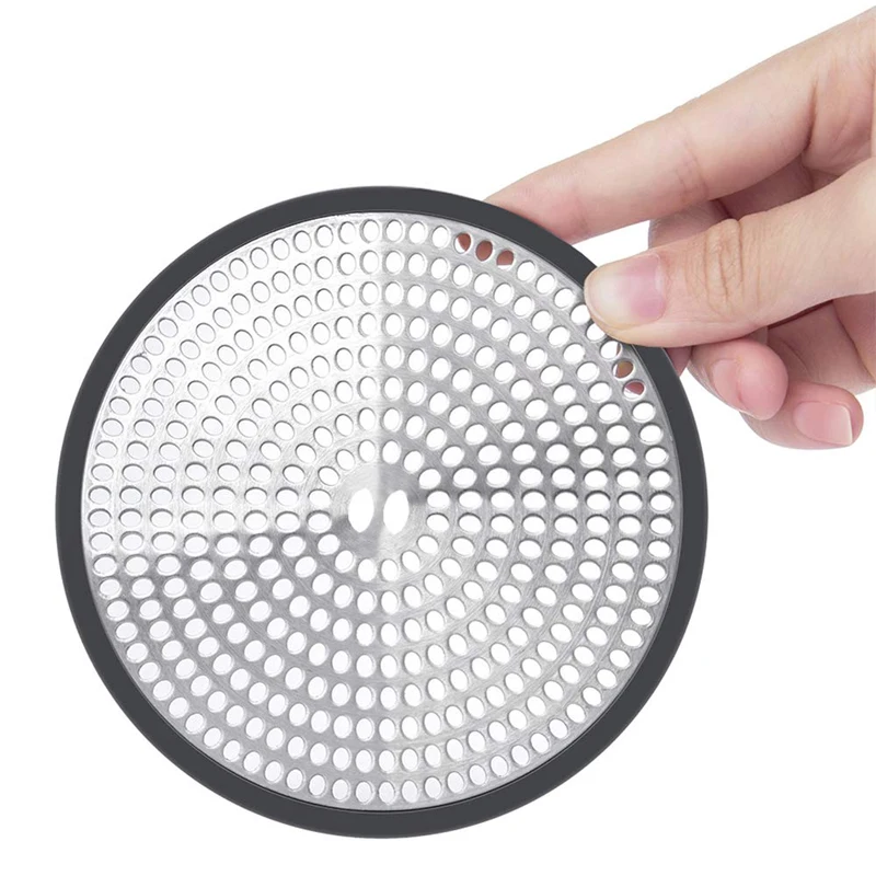 Stainless Steel Silicone Shower Drain Hair Catcher Trap Mesh Good Grips Easy Clean Drain Protector Household Kitchen Bathroom