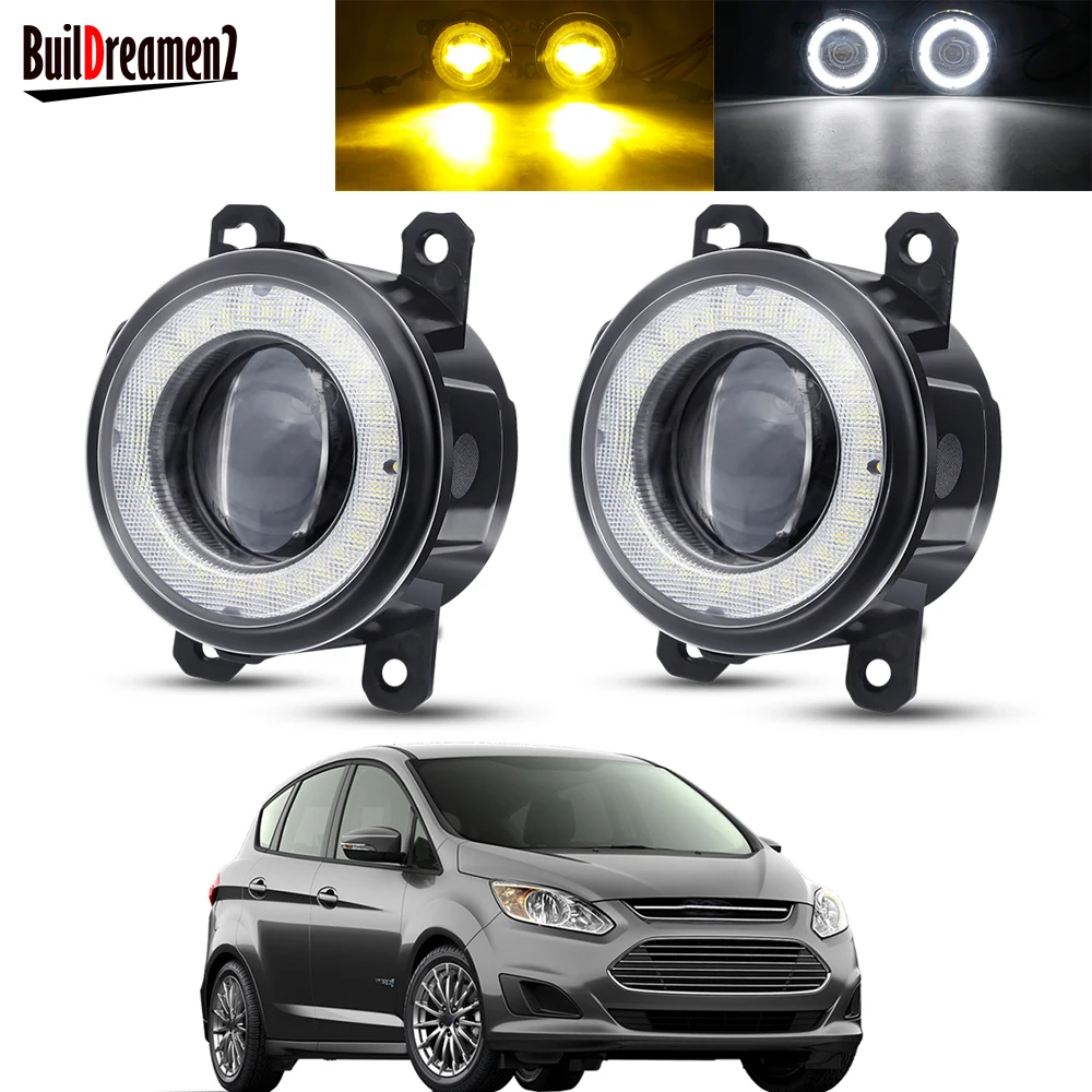 

2 X передний бампер автомобиля Ангел глаз туман светильник в сборе светодиодный объектив противотуманные фары Дневные ходовые огни DRL 12 В для Ford C-Max 2/II MPV Субару Outback 2010-2015