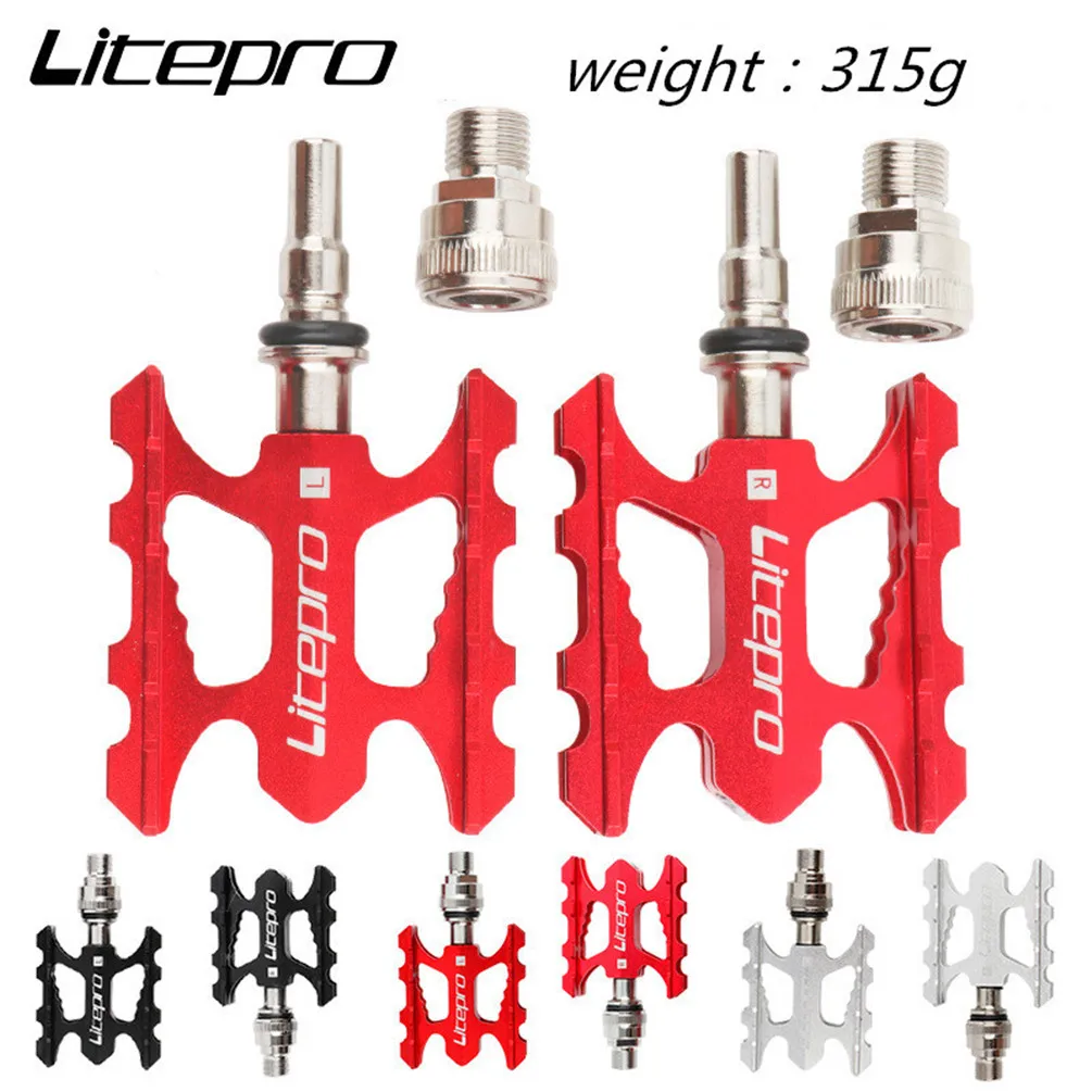 Litepro Quick Release Folding Bike Pedal Ultra-light Aluminum Alloy MTB Road Bike Non-slip For Brompton Fnhon Bicycle Pedal