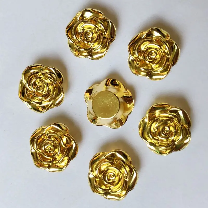 60pcs 12mm AB Resin Cute Rose Flower Flatback cabochons Stone Wedding Buttons Craft Scrapbook -B56