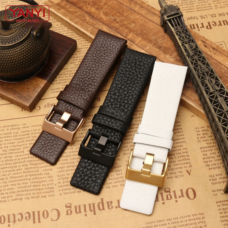 Genuine leather strap watchband 22 24 26 27 28 30mm 32mm Litchi grain for diesel Watch band DZ7313 DZ4386 DZ1405 watch bracelet