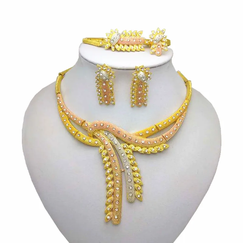 

Kingdom Ma Classic Popular India Women Gift African Bridal Wedding Jewelry Sets Necklace/Earring/Ring/Bracelet Jewelry Sets