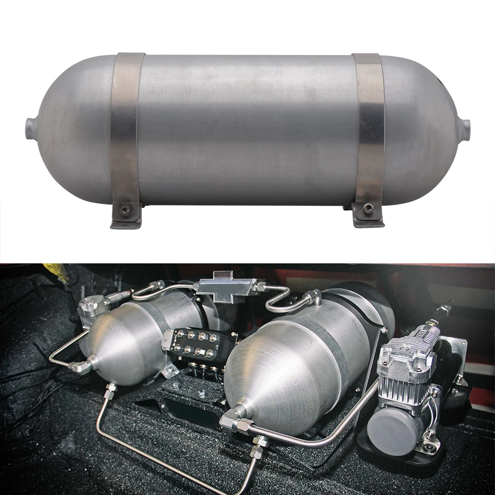 3-gallon seamless aluminum air cylinder 1/4NPT air tank pneumatic air suspension system vehicle components