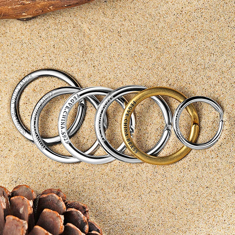 Titanium Keyring Brass Zirconium Stainless Steel Material Key Arc Rings Luxury EDC Car Original Keychain Buckle for Accessories