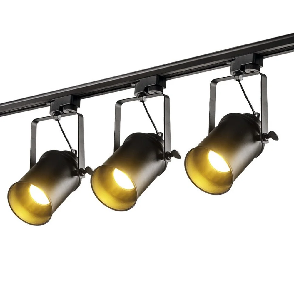 Retro LED Track Light, parede ou teto, holofote industrial, lâmpada de trilho para galeria de celeiro, loja de roupas e loja, iluminação local, E27