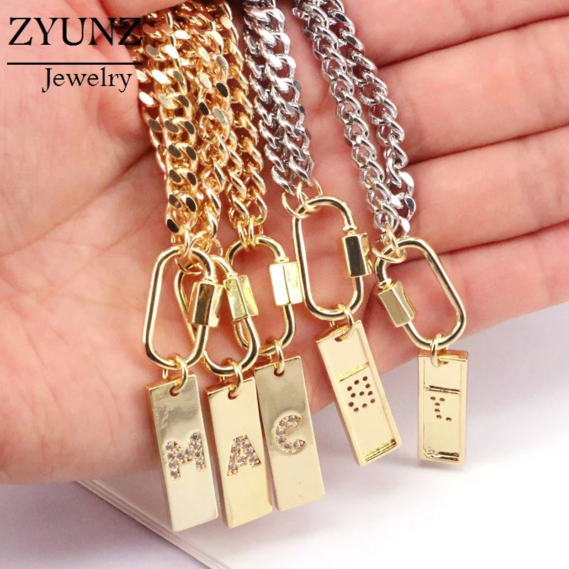 10PCS, Gold Color Curb Chain Initial Letter Necklace Choker DIY Punk Jewelry