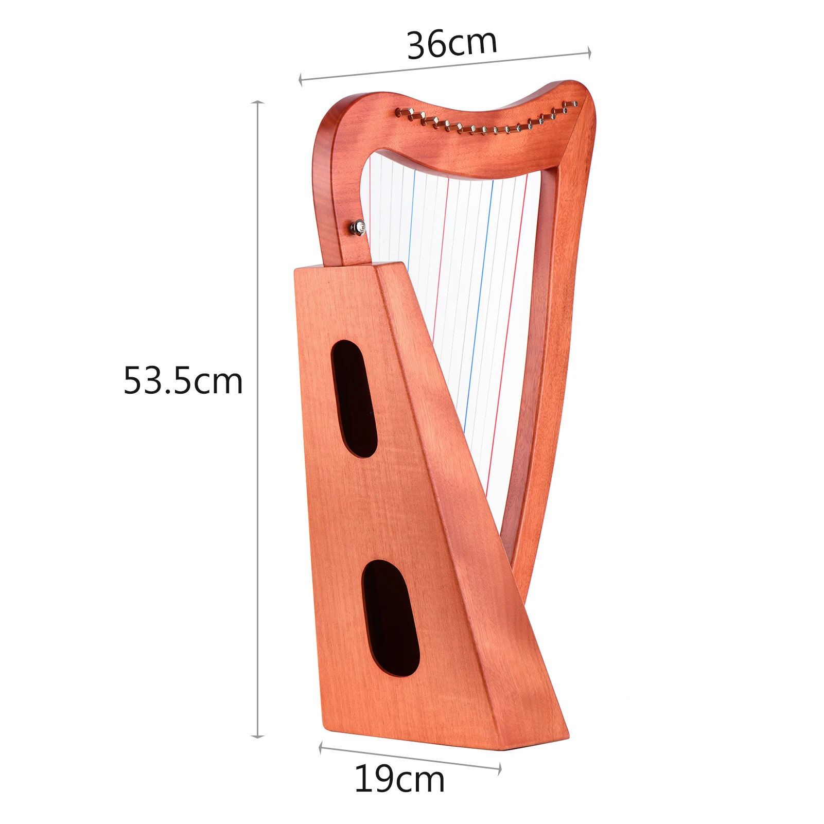 Walter.t 15-String Lyre Harp Wooden String Instrument with Carry Bag Strap Cleaning Cloth Tuning Wrench Pickup for Beginners