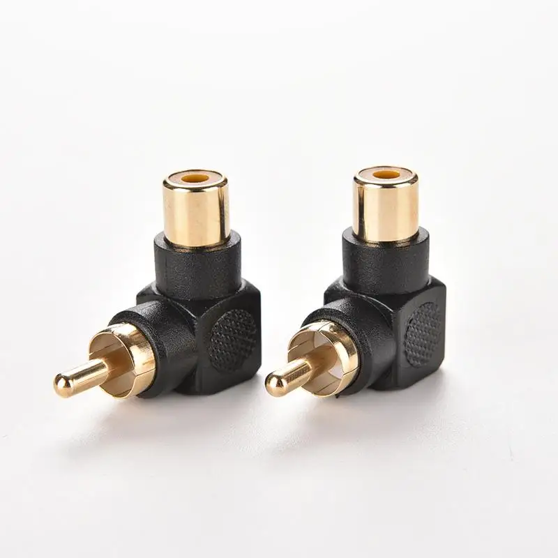 2PC Black Right Angle RCA Male to Female Adapter 90 Degree M/F RCA Connector Converter Audio AV RCA Plug Extender