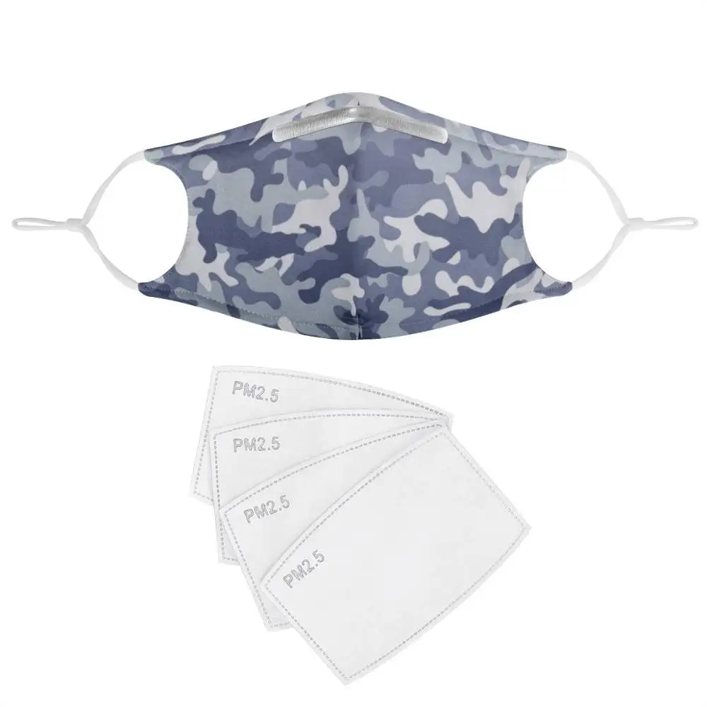 Popolare Camouflage Custom pattern maschere antigas inserto in carbonio donna uomo maschere antipolvere maschera lavabile maschera facciale riutilizzabile 4 filtri