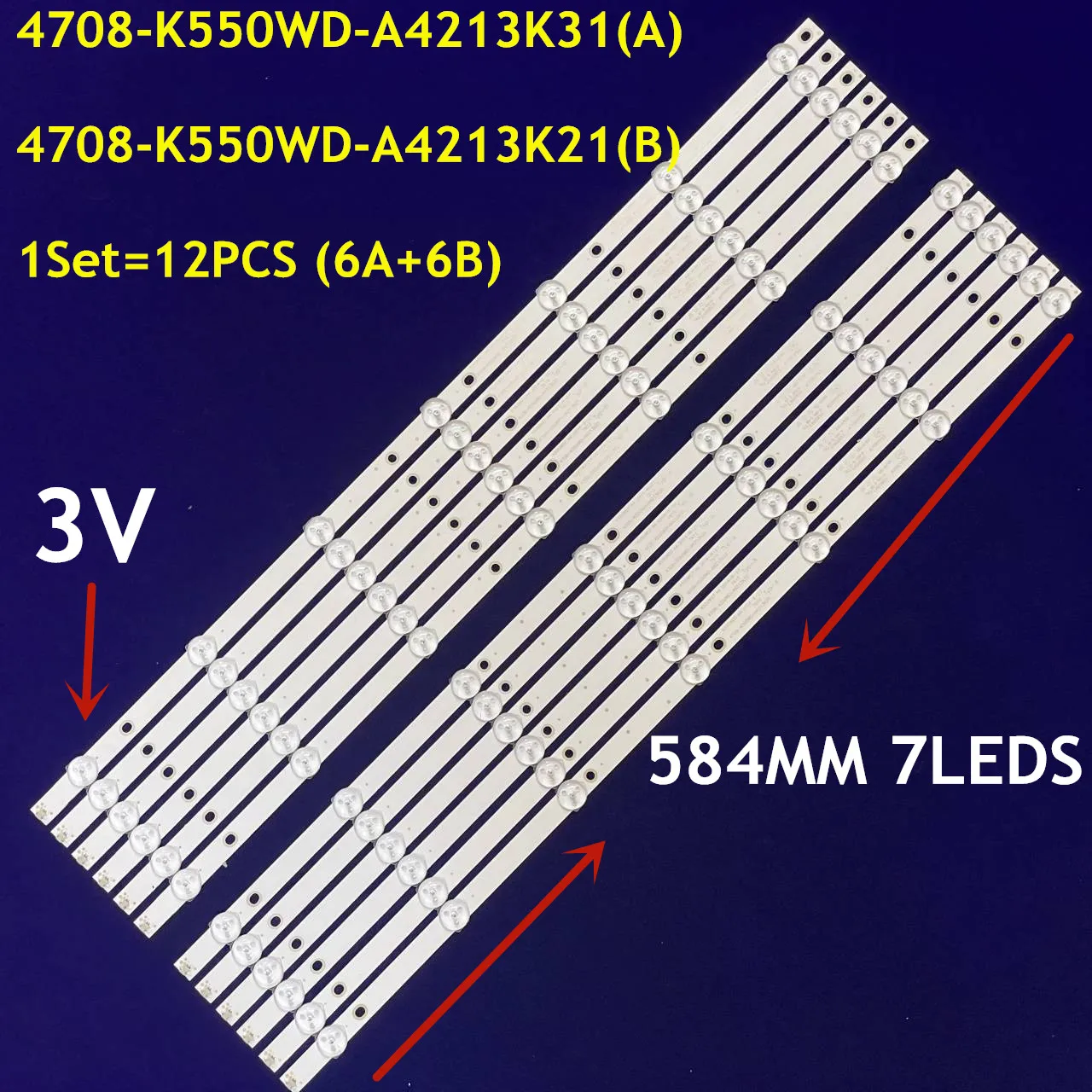 LED Backlight Strip K550WD7 4708-K550WD-A4213K21 A4213K31 For LE55D8800 H55V8990 UD55H18 55PFF5055/T3 55PUF6001/T3 55PUF6056/T3