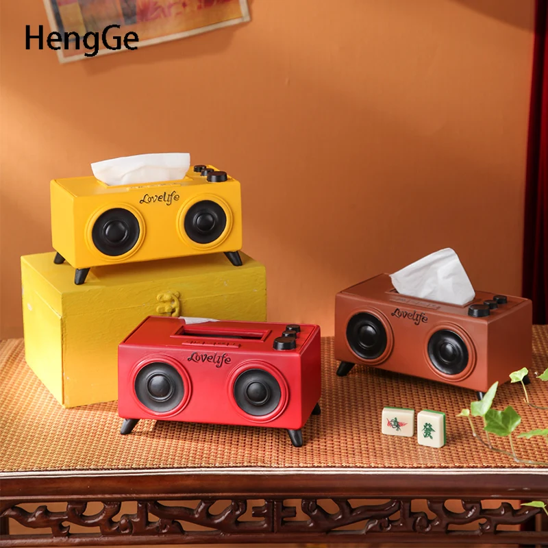 

Creativity Speaker Tissue Box Resin Embellishments Living Room Coffee Table Desktop Paper Towel Storage Box Home Decoration