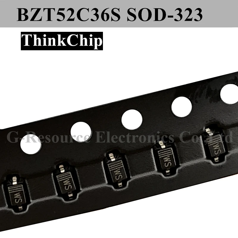 (100pcs) BZT52C36S SOD-323 BZT52 36V SOD323 SMD 0805 Voltage Stabilized Diode (Marking WS) Integrated Circuit