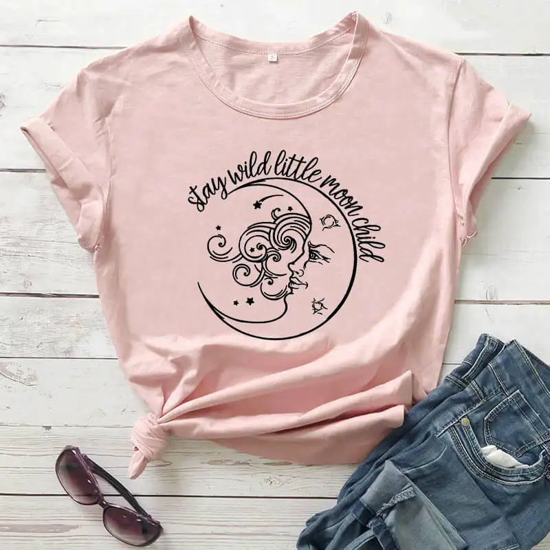 

Stay Wild Moon Child Shirt New Arrival Summer 100%Cotton Funny T Shirt Stay Wild Shirt Hippie Shirts Gift for Her