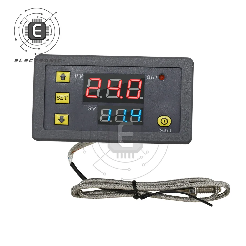 12V 24V AC 110-220V Digital Temperature Control LED Display Thermostat Heat/Cool Control Instrument -60~500℃ K-type Thermocouple