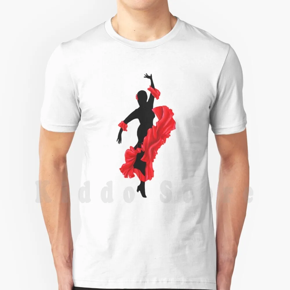 Flamenco Dancer T Shirt Print For Men Cotton New Cool Tee Flamenco Dance Dancing Figure Womens Feminine Black Red