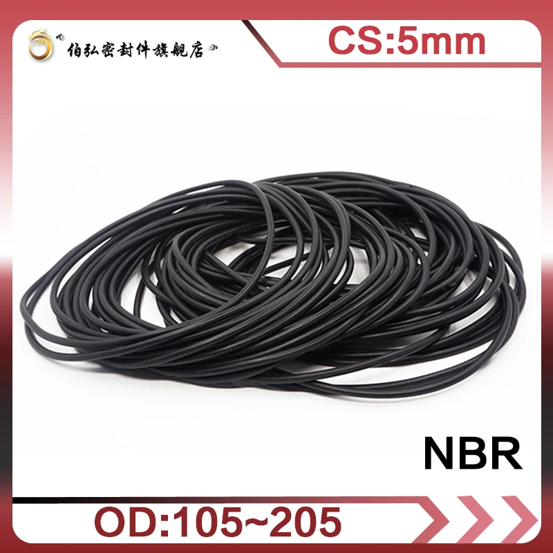 

Nitrile Rubber O-Ring 1PC/lot NBR Sealing CS 5mm OD105/110/115/120/125/150/250mm O-Ring Seal Gasket Ring