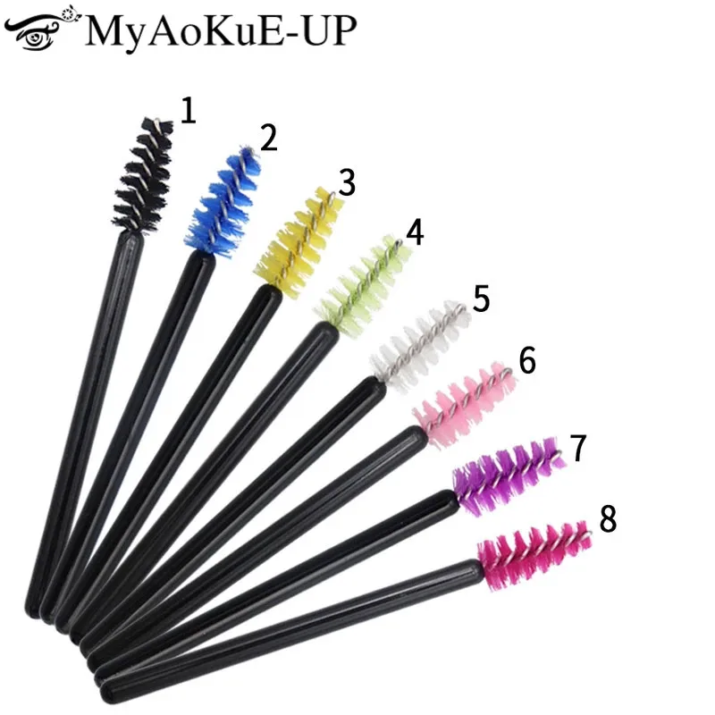 50pcs Descartável Mini Pestana Escova Mascara Wand Aplicador Sobrancelha Pente Microbrush Maquiagem Escova Para Lash Extension Supplies