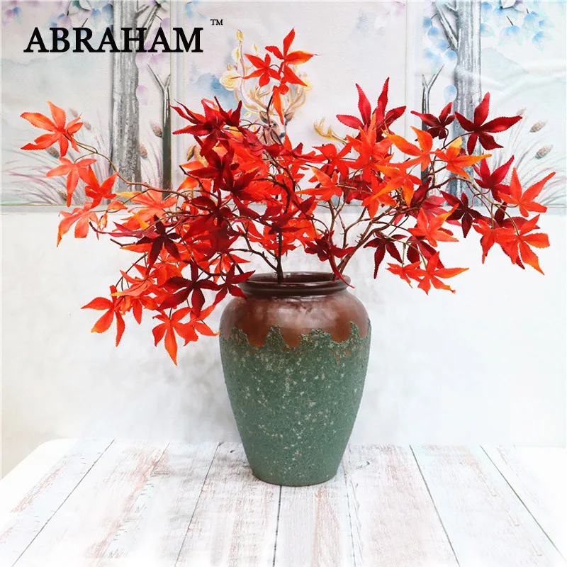 78cm 4 Fork Fake Maple Leafs Bouquet Large Artificial Tree Branch Autumn Leaves Farmhuse Plants For Wedding Halloween Home Decor