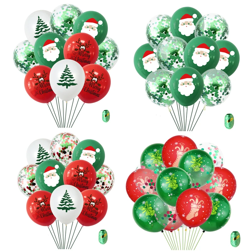 10Pcs 15Pcs Latex Christmas Balloons Santa Claus Elk Xmas Tree Christmas Party Balloons Christmas Decoration for Home