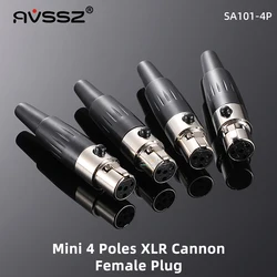 AVSSZ Mini XLR Plug Connector 3 Pin 4 Pin Louderspeaker Professional Audio Microphone Line Plug Mini Balanced XLR Male Socket