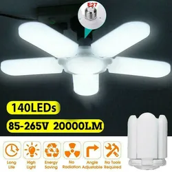 작업장용 슈퍼 브라이트 산업용 조명, LED 팬 차고 조명, 2835 LED 하이 베이 산업용 램프, 85W, E27, 20000LM, 85-265V