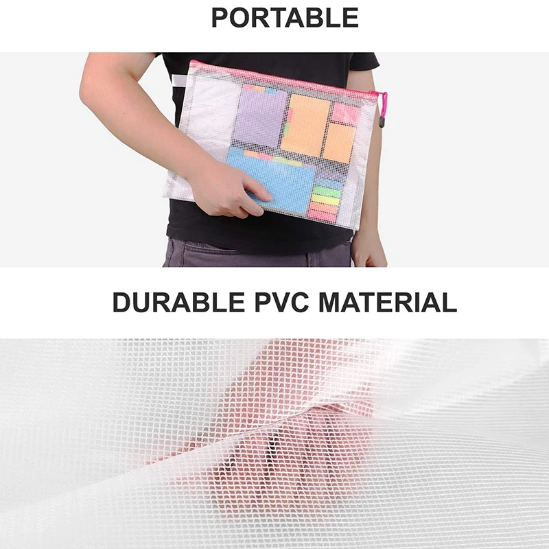 18 Pack 8 Maten Rits Mesh Pouch, waterdichte Rits Bestand Zakken Document Pouch Multifunctionele Reistassen (9 Kleuren)