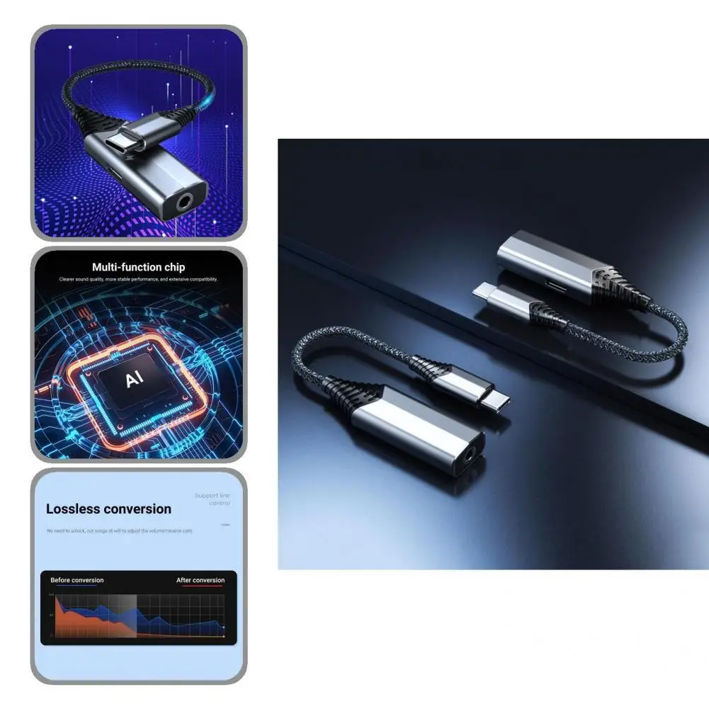 

Fast Charging Safe Type-C Male to 3.5mm Female Headphone Jack Adapter for Amplifier