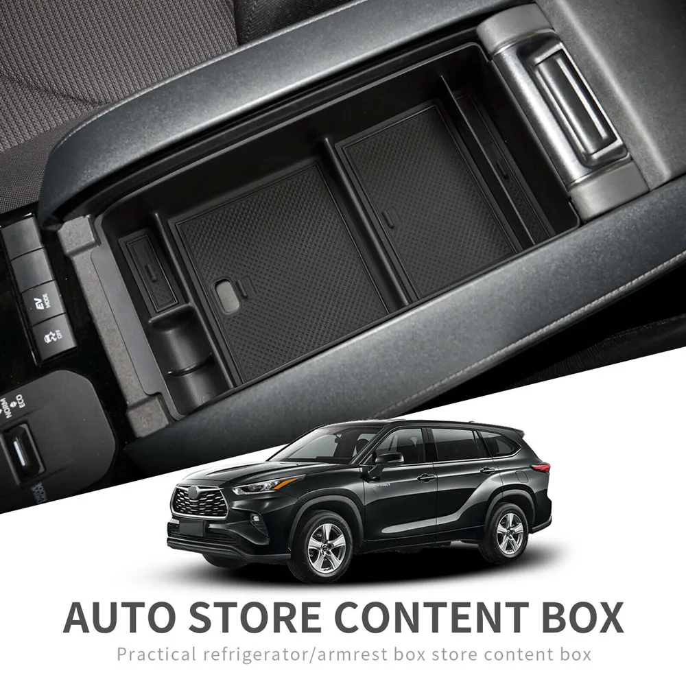 

For Toyota Highlander/Crown Kluger 2022 Car Center Console Tray Storage Box Door Armrest Organizer Box Car Interior Accessories