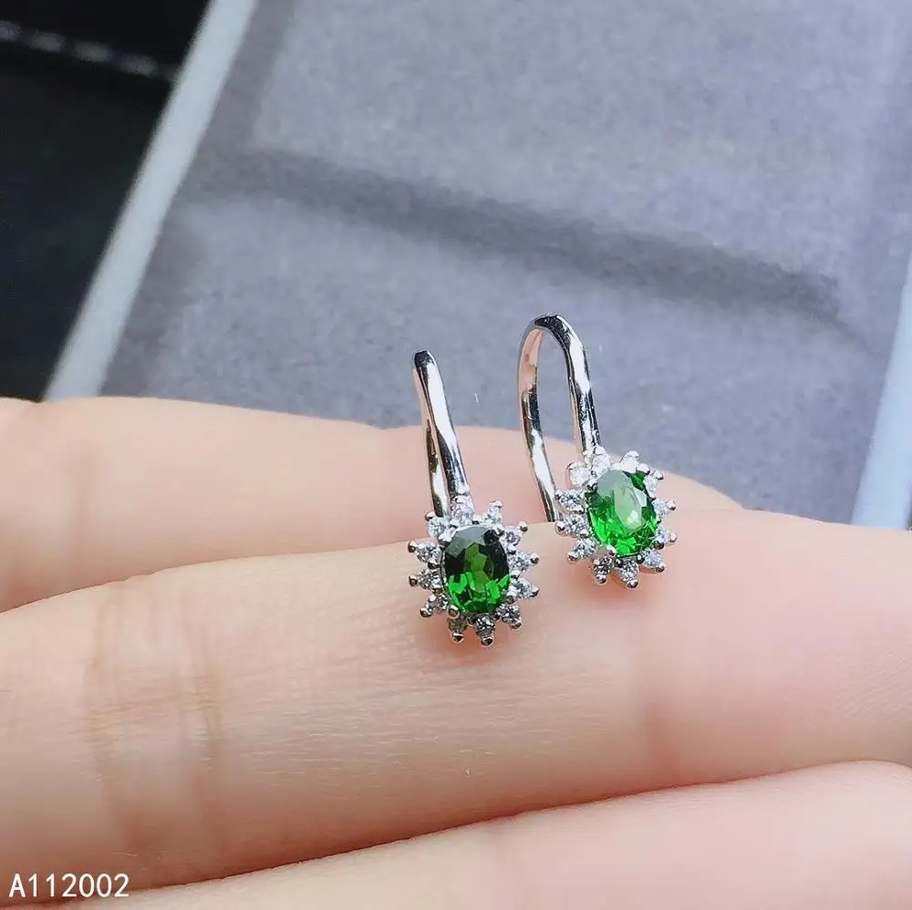 

KJJEAXCMY fine jewelry natural diopside 925 sterling silver women earrings support test elegant