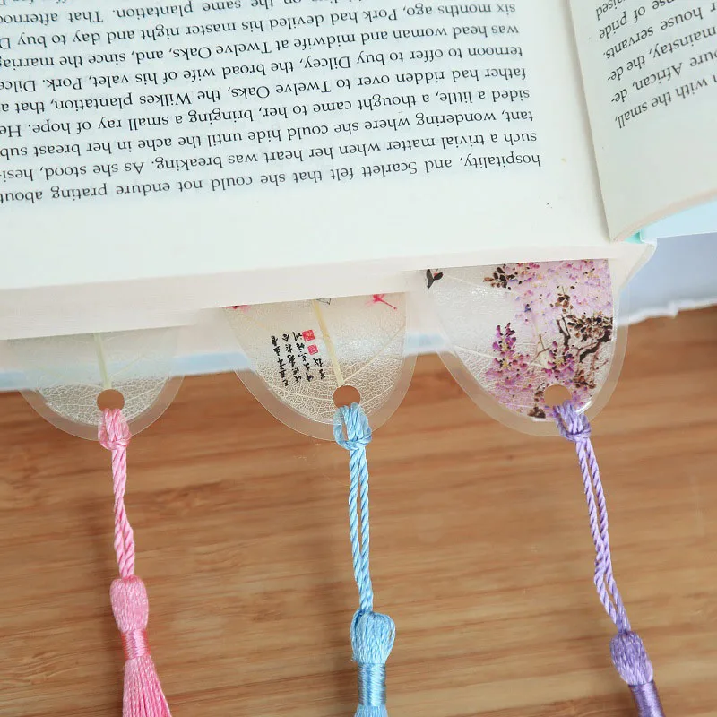 1pc Leaves Vein Bookmark Creative Chinese Wind Tassel Bookmarks Collectibles Boekenlegger Stationery Creative School Supplies