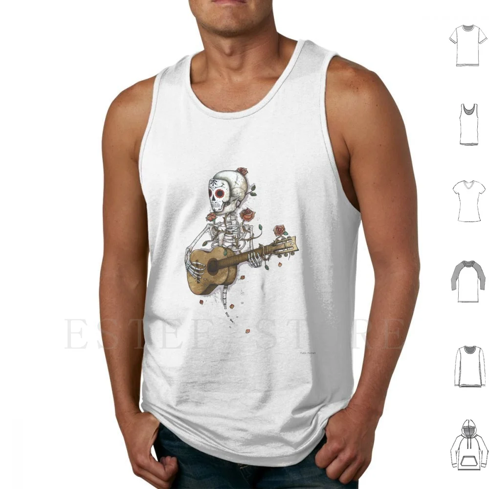 Camisa Calaca (para camisas oscuras) camisetas sin mangas chaleco algodón Kaitlin Beckett Firedrake Beast Calaca Día De los muertos Dia De Los