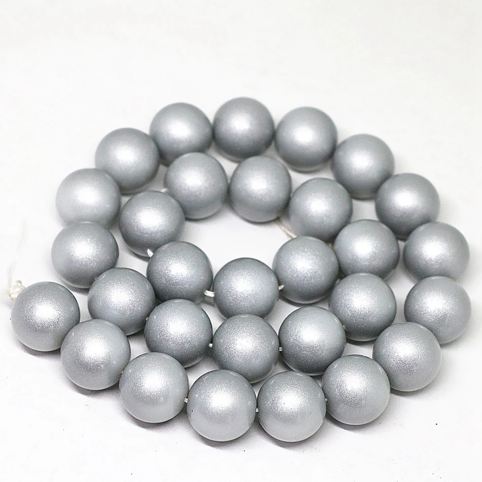 Hot sale gray smooth round baking paint glass beads 4,6,8,10,12,14mm fit diy neckalce bracelet jewelry making 15inchB1630