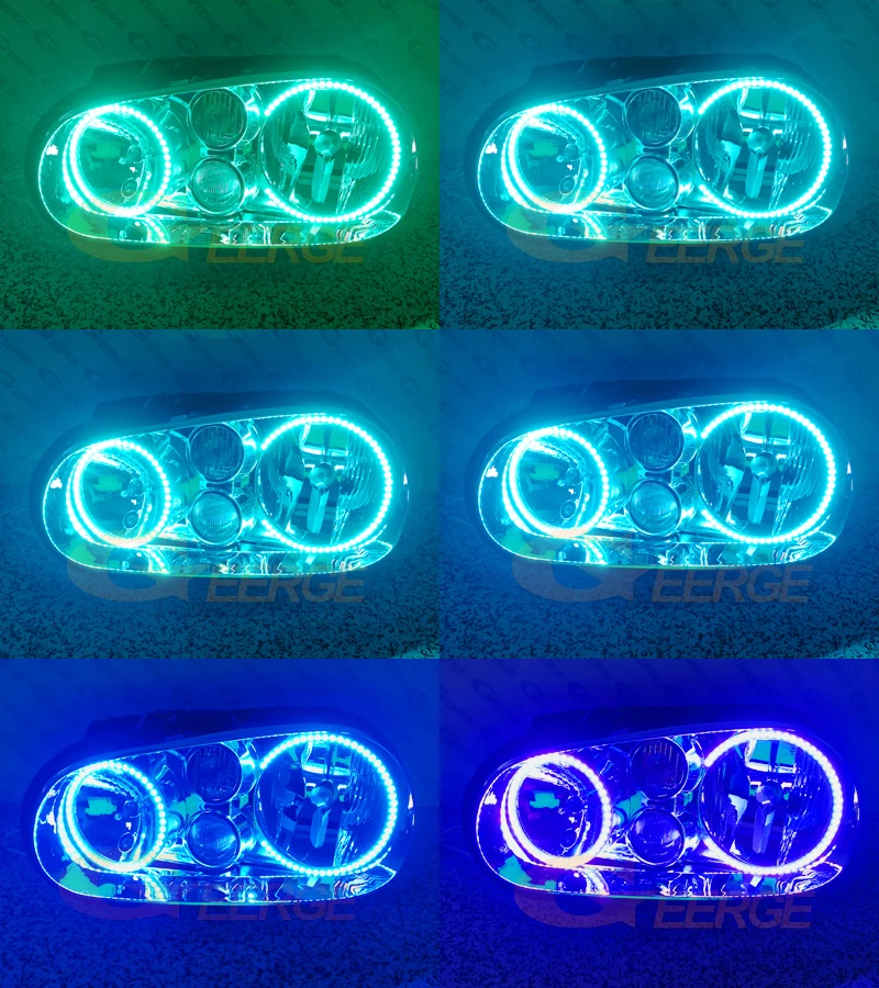For Volkswagen VW Golf MK4 R32 Gti VR6 CABRIO A4 BT App RF Remote Control Multi-Color RGB Led Angel Eyes Kit Halo Rings